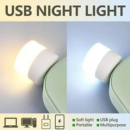 Mini USB Night Light – Warm White LED, Eye Protection for Reading, Computer & Power Bank Use