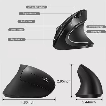 Ergonomic Vertical Wireless Mouse – 2.4GHz, 3 Adjustable DPI for PC & Laptop