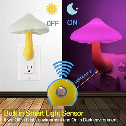 Mushroom LED Night Light with Automatic Sensor for Bedroom and Toilet