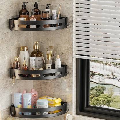 No-Punch Bathroom Shampoo & Towel Holder Shelf