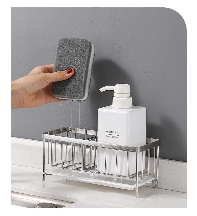 Sink Sponge Holder – Kitchen Rack & Organizer, Anti-Rust Dish & Scrubber Caddy