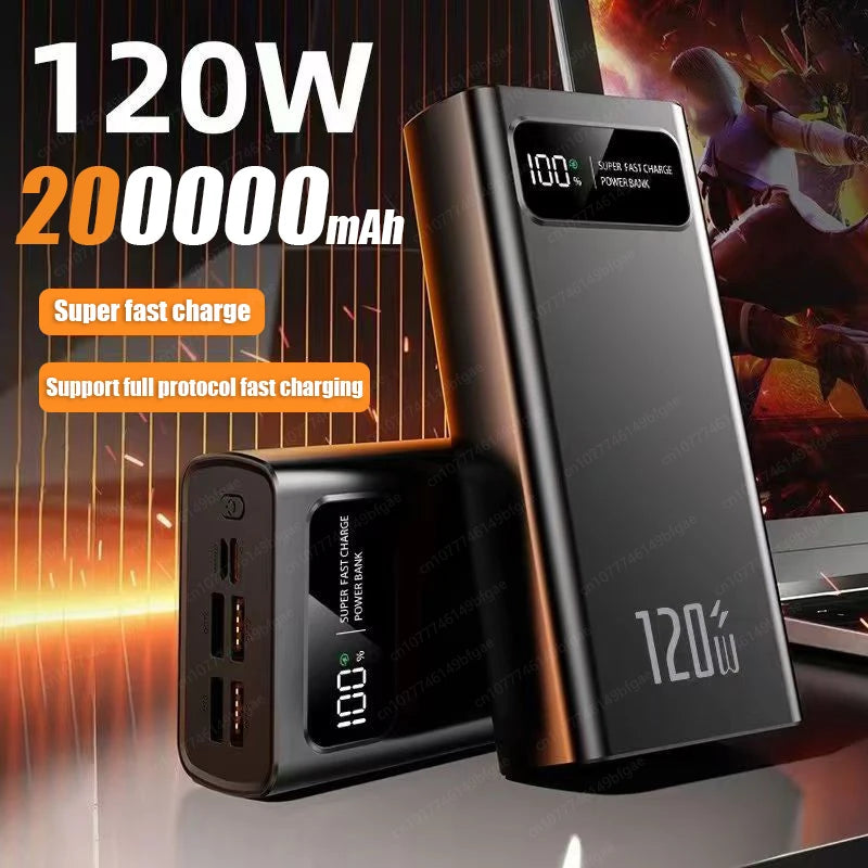 200,000mAh Power Bank – 120W Fast Charging for iPhone, Samsung, Xiaomi & More