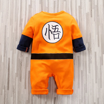 Baby Anime Orange Cotton Bodysuit – Long-Sleeve Training Suit