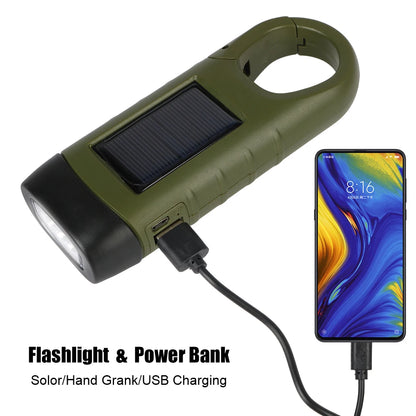 Emergency Hand Crank Power Bank & LED Flashlight