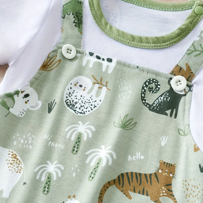 Infant Zoo Animal Print Romper – Short Sleeve Baby Bodysuit