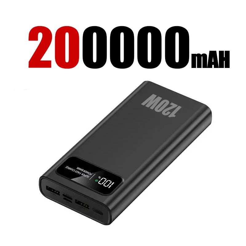 200,000mAh Power Bank – 120W Fast Charging for iPhone, Samsung, Xiaomi & More