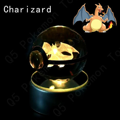 3D Crystal Pokeball Lamp – Pikachu, Mew, Gengar & More