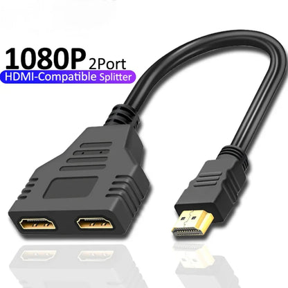 HDMI 1080P 2-Port Y Splitter 1 In 2 Out Adapter