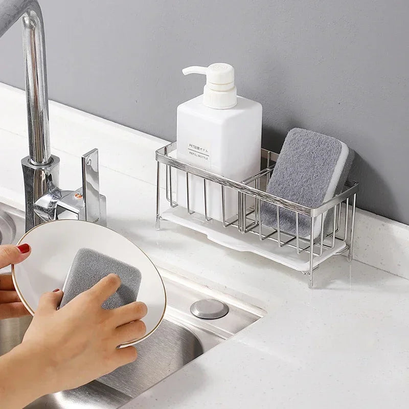 Sink Sponge Holder – Kitchen Rack & Organizer, Anti-Rust Dish & Scrubber Caddy