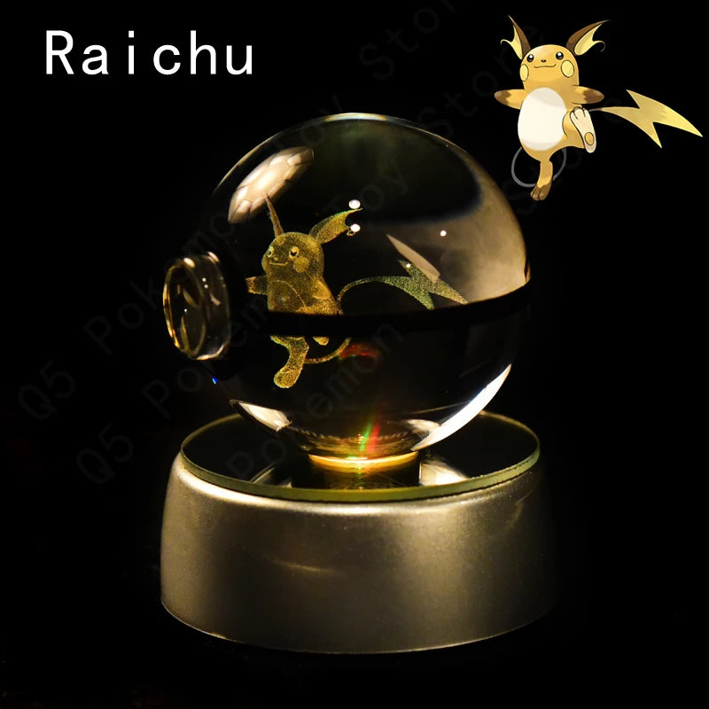 3D Crystal Pokeball Lamp – Pikachu, Mew, Gengar & More