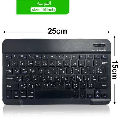 10-inch Bluetooth Wireless Keyboard for Mobile & Tablet, Rechargeable, Multi-language Support