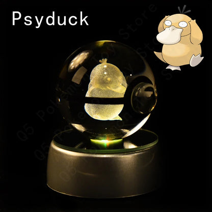 3D Crystal Pokeball Lamp – Pikachu, Mew, Gengar & More