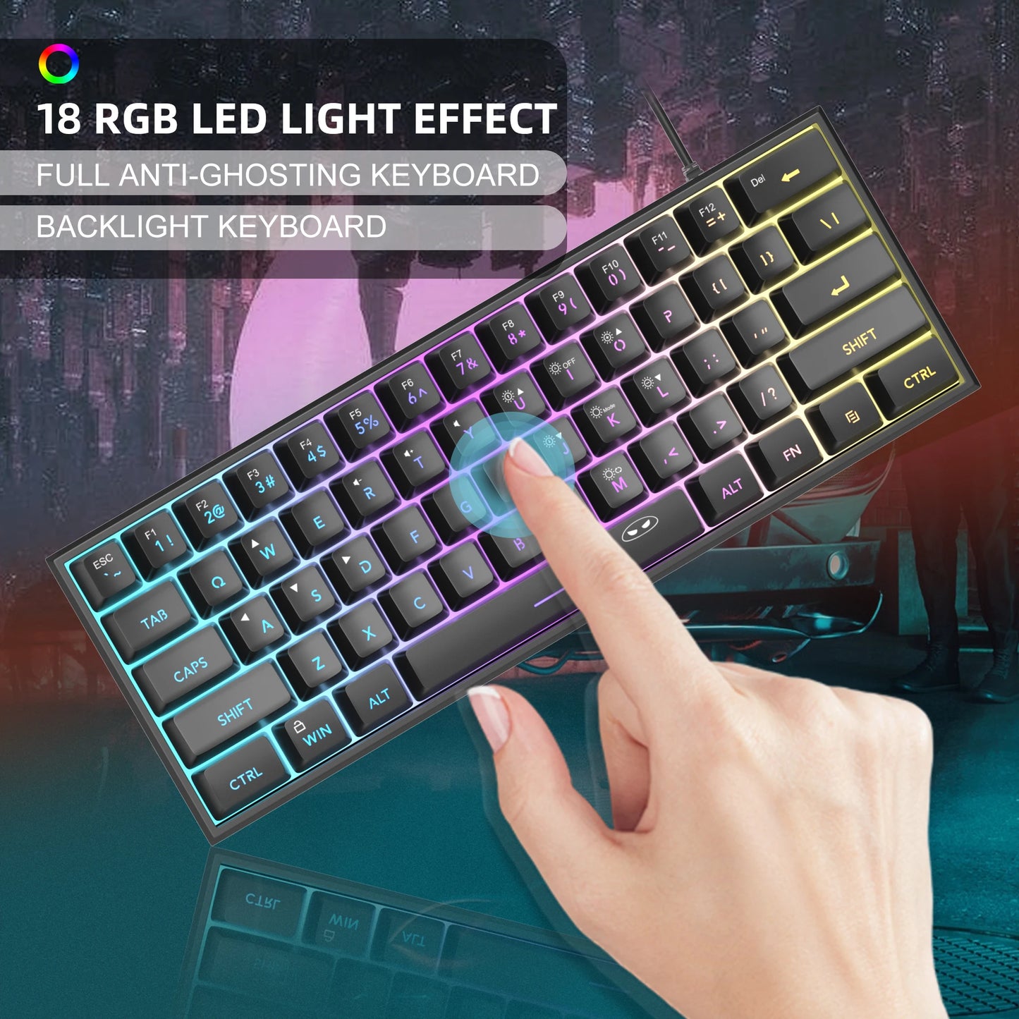 MageGee TS91 60% RGB Gaming Keyboard – Compact, Ergonomic, Waterproof