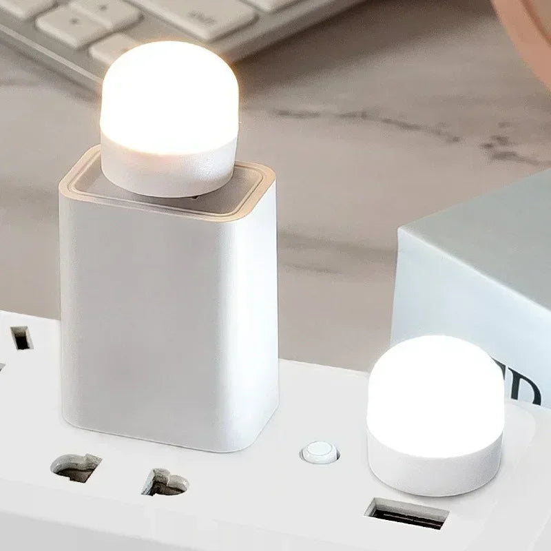 Mini USB Night Light – Warm White LED, Eye Protection for Reading, Computer & Power Bank Use