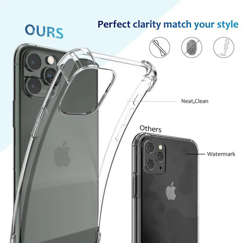 Shockproof Clear Case for iPhone 15 14 13 12 11 Pro Max & More