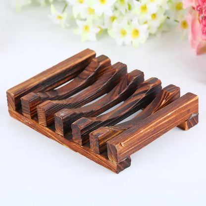 Natural Bamboo Soap Dish Holder with Drainage for Bathroom