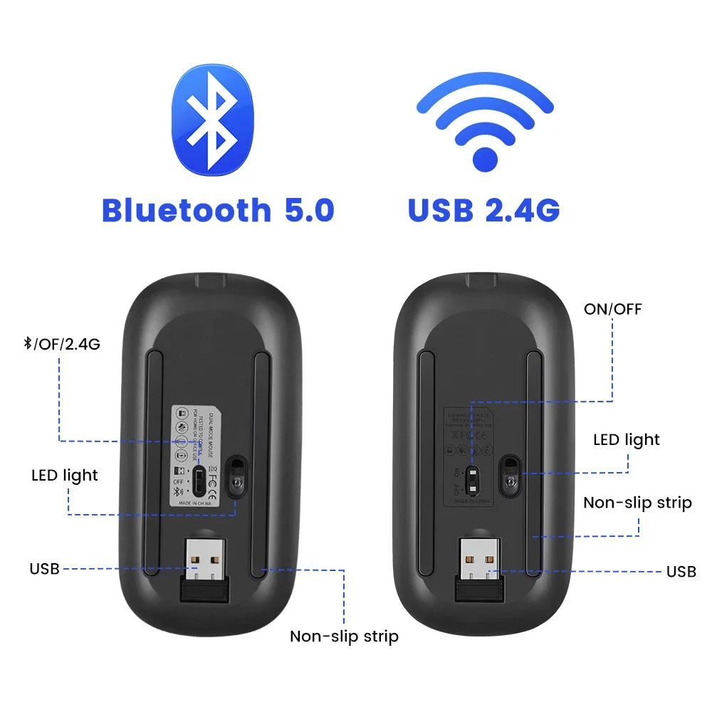 Bluetooth Wireless Mouse for MacBook – Rechargeable & Mute Gaming Mouse