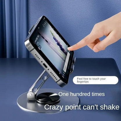 All-Metal 360° Rotating Phone Holder, Stable Folding Double-Shaft Design