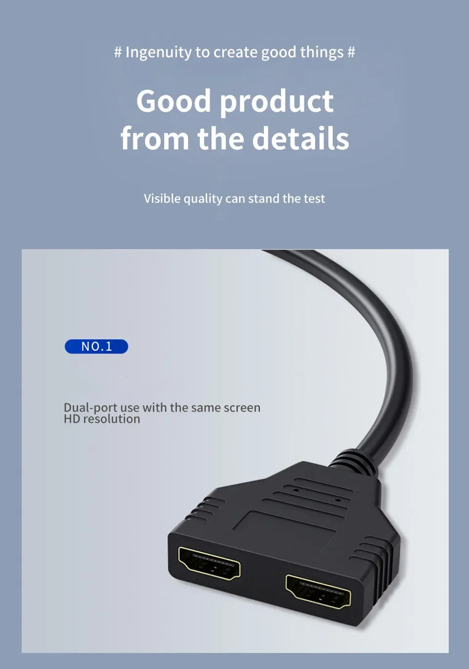 HDMI 1080P 2-Port Y Splitter 1 In 2 Out Adapter