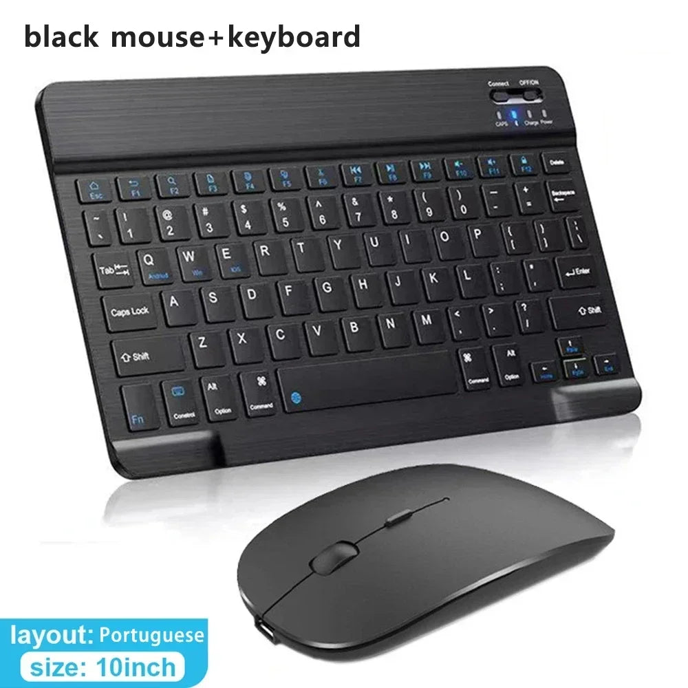 10-inch Bluetooth Wireless Keyboard for Mobile & Tablet, Rechargeable, Multi-language Support