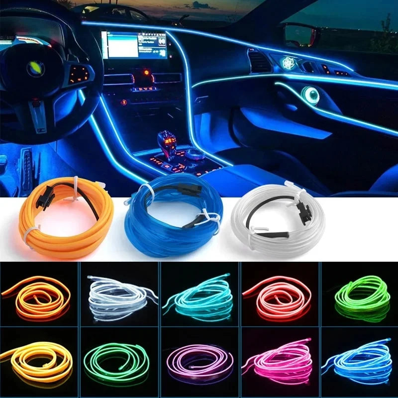 3M Car LED Neon Strip – USB Ambient Light for DIY Auto Decor