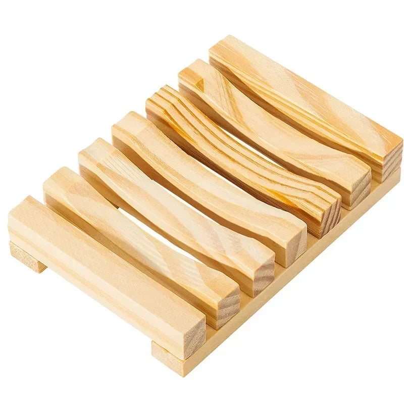 Natural Bamboo Soap Dish Holder with Drainage for Bathroom