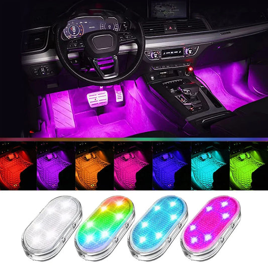 Wireless USB LED Car Interior Lights, Rechargeable Neon Accent Lamps