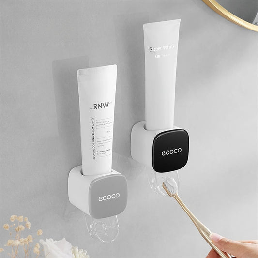 Automatic Wall-Mounted Toothpaste Dispenser & Squeezer Set