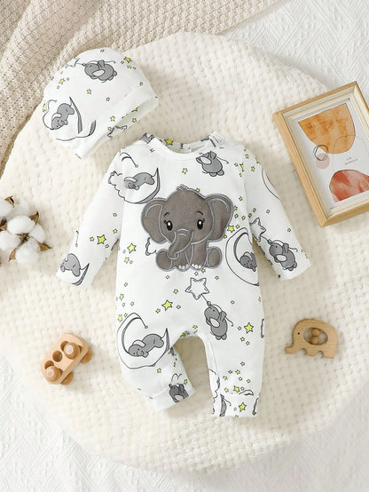 2-Piece Baby Elephant Romper & Hat Set