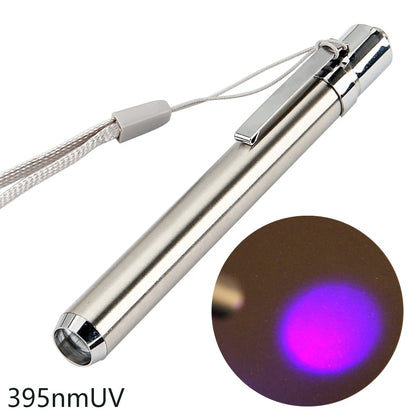 Portable UV LED Stainless Steel Flashlight Torch