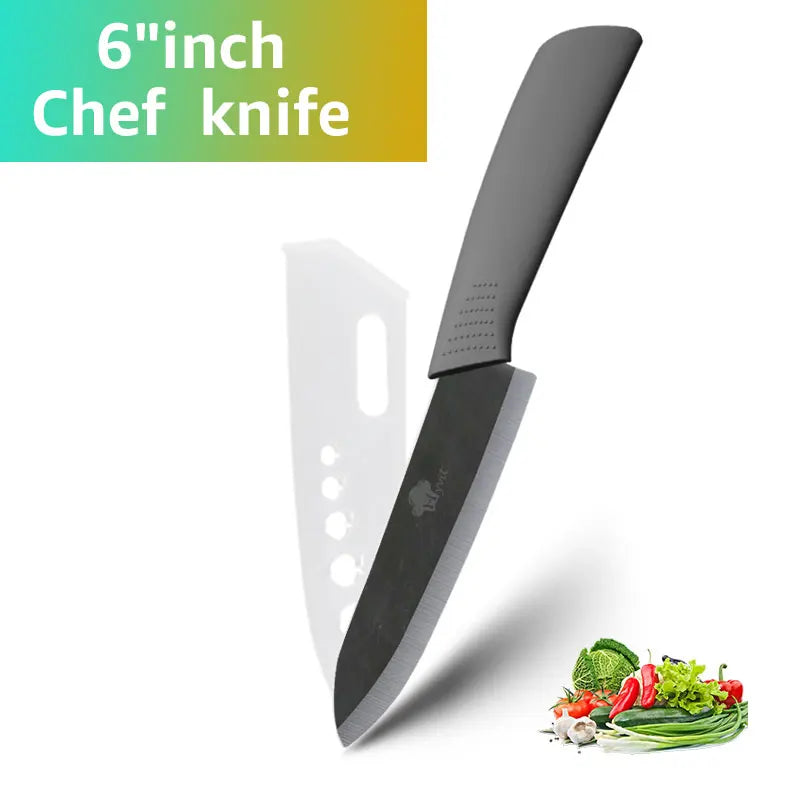 Set of Ceramic Kitchen Knives (3-6 inches) with Zirconia Blade