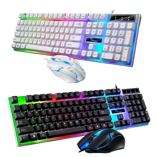 RGB LED Gamer Keyboard & Mouse Combo for PC, Laptop, Tablet, 104-Key Wired