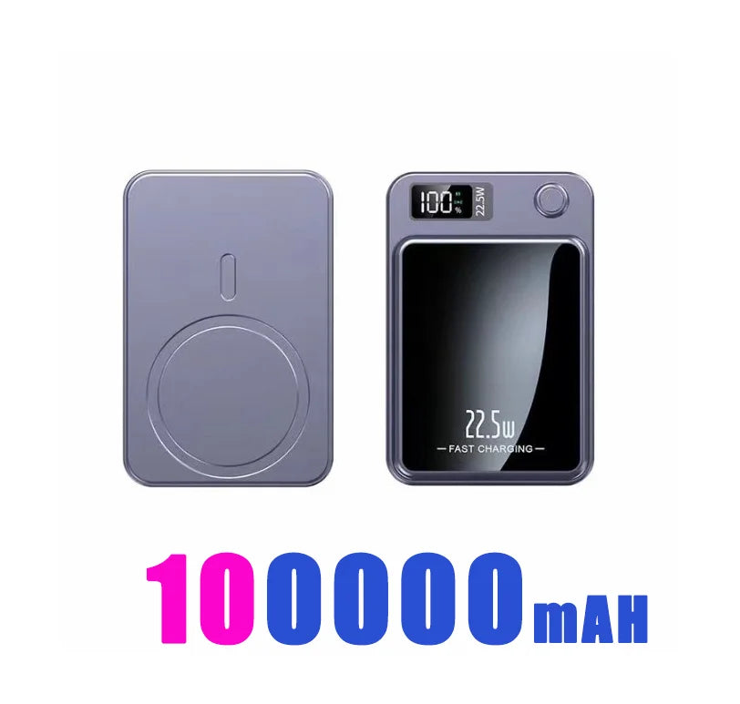 100000mAh Magnetic Wireless Power Bank, 22.5W Fast Charging for iPhone, Samsung, Xiaomi