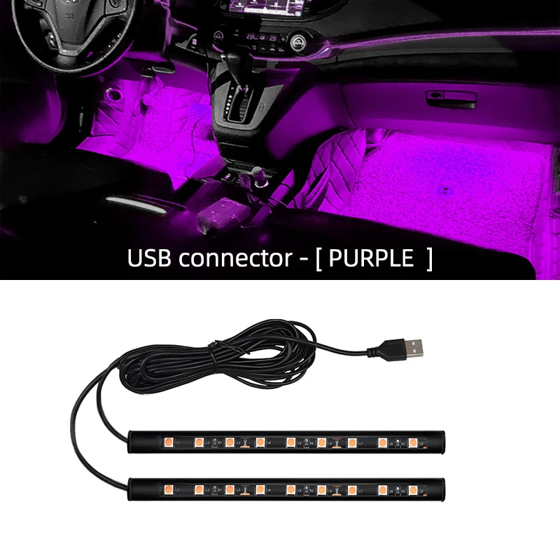 LED Car Ambient Footwell Light – USB Powered Neon Atmosphere Lamp