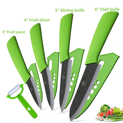 Set of Ceramic Kitchen Knives (3-6 inches) with Zirconia Blade