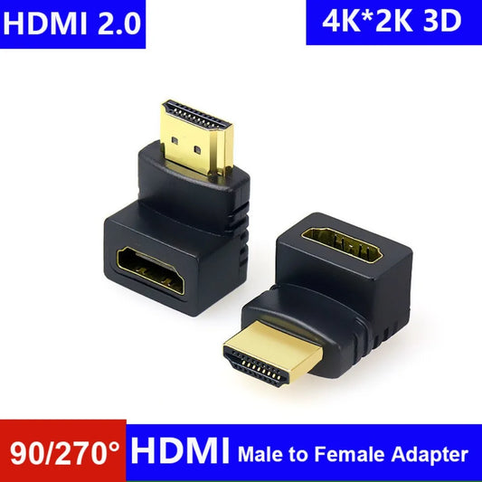 4K HDMI Right-Angle Adapter 270° Male to Female Connector