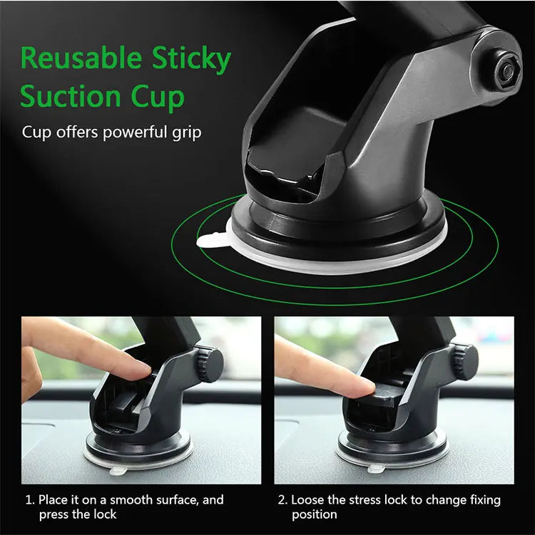 Suction Car Phone Holder, Dashboard & Windshield Mount for iPhone, Samsung, Xiaomi