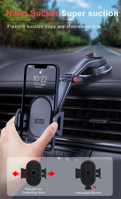 2025 Universal Car Phone Holder, Suction Mount for Windshield & Dashboard