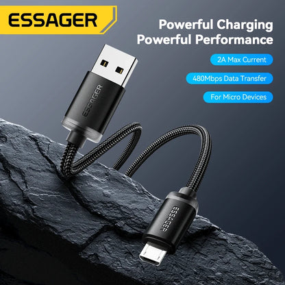 Essager 3M Micro USB Cable – 2A Fast Charging for Xiaomi, Samsung & More