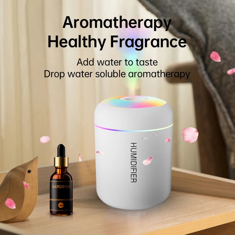 Mini USB Air Humidifier & Aroma Diffuser – 180ML, LED Lights, for Car & Home