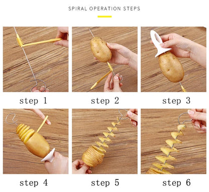 Stainless Steel Potato Spiral Slicer Cutter for Kitchen