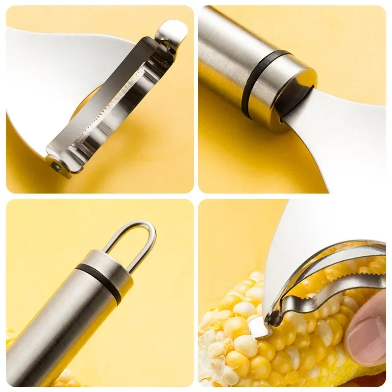 Stainless Steel Corn Peeler & Cob Shaver for Kitchen