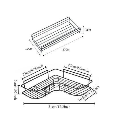 Wall-Mounted Corner Bathroom Shelf & Organizer with Drainage