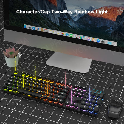 104-Key RGB Backlit Wired Gaming Keyboard for PC & Laptop, Ergonomic Design