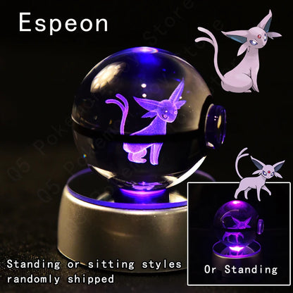 3D Crystal Pokeball Lamp – Pikachu, Mew, Gengar & More