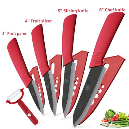 Set of Ceramic Kitchen Knives (3-6 inches) with Zirconia Blade