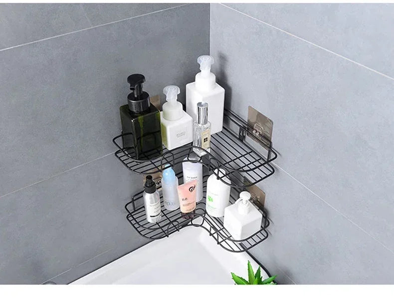 Wall-Mounted Corner Bathroom Shelf & Organizer with Drainage