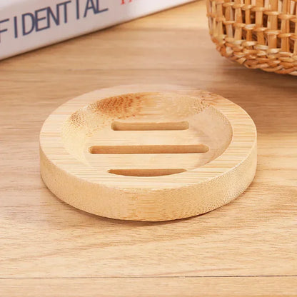 Natural Bamboo Soap Dish Holder with Drainage for Bathroom