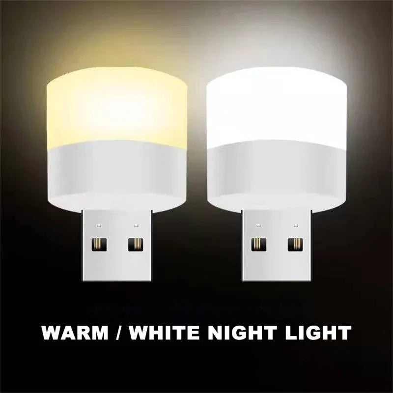 Mini USB Night Light – Warm White LED, Eye Protection for Reading, Computer & Power Bank Use