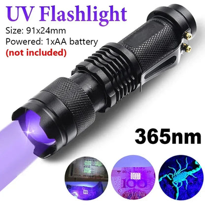 UV LED Flashlight Mini Inspection Torch 395/365nm